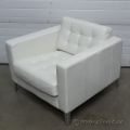 Ikea Landskrona White Leather Reception Lounge Chair